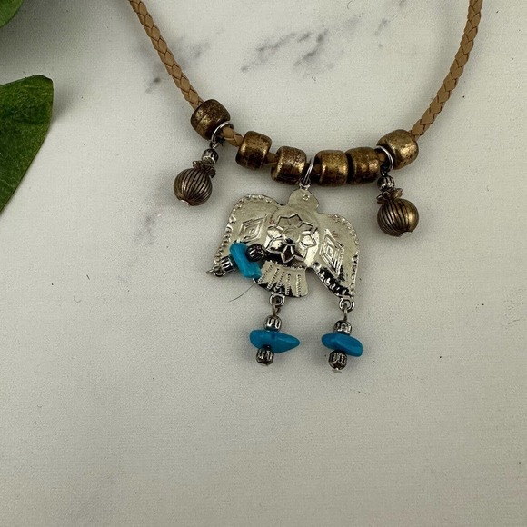 Partners Vintage Womens Southwest Style Necklace NOS Tin Silver Bird Choker - Picture 2 of 4